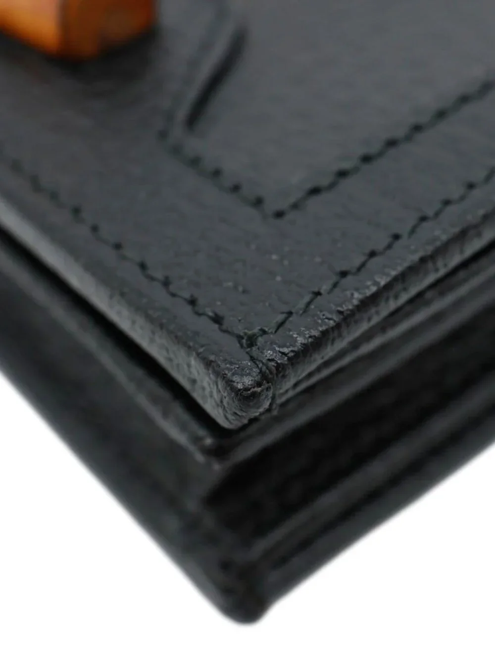 Gucci  Diana Small Bamboo Leather Card Case Wallet Black 658244